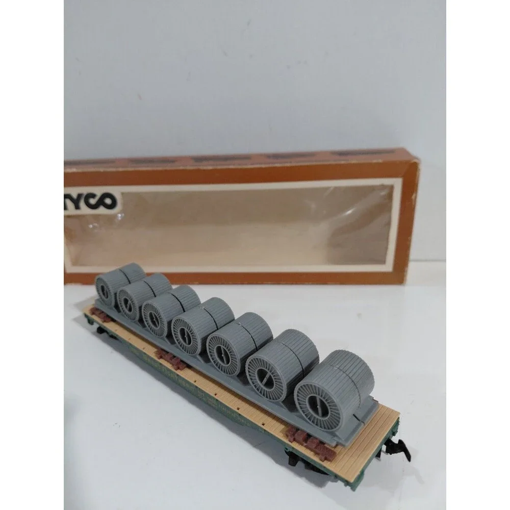 Tyco 335: 300 HO Gauge Model Railroad Great Northern Flat & Cable Load w/Box